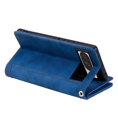 For Google Pixel 10 / 10 Pro Nine Card Zipper Bag Leather Phone Case with Lanyard(Blue) - Google Cases by buy2fix | Online Shopping UK | buy2fix