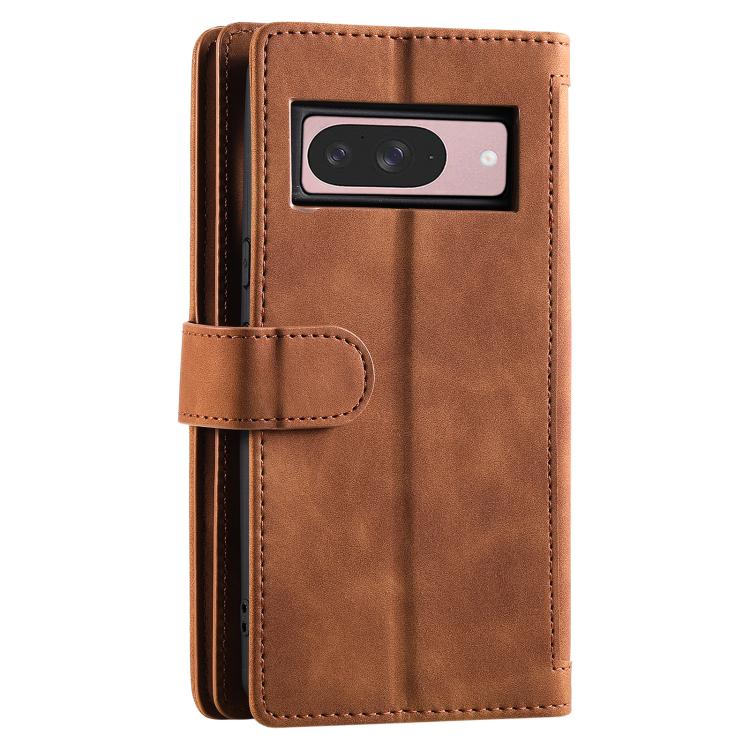 For Google Pixel 10 / 10 Pro Nine Card Zipper Bag Leather Phone Case with Lanyard(Brown) - Google Cases by buy2fix | Online Shopping UK | buy2fix