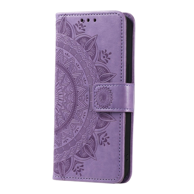 For Google Pixel 9 Pro XL Totem Flower Embossed Leather Phone Case with Lanyard(Purple) - Google Cases by buy2fix | Online Shopping UK | buy2fix