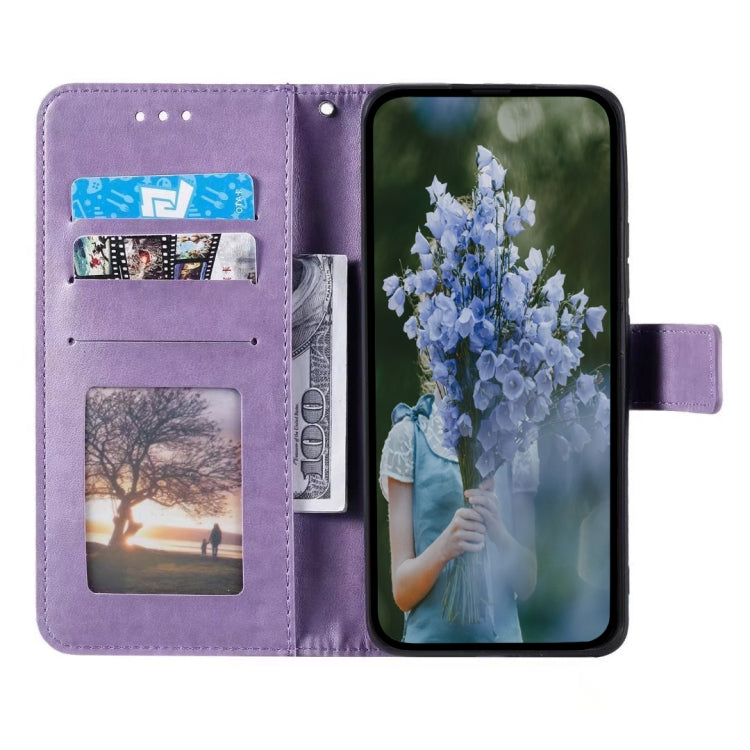 For Google Pixel 9 Pro XL Totem Flower Embossed Leather Phone Case with Lanyard(Purple) - Google Cases by buy2fix | Online Shopping UK | buy2fix