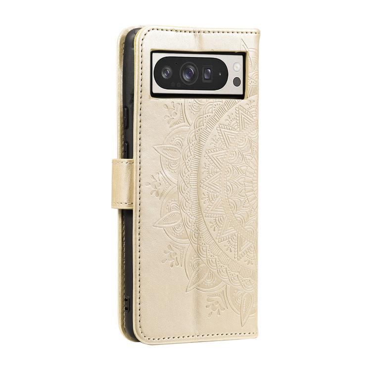 For Google Pixel 10 Pro XL Totem Flower Embossed Leather Phone Case with Lanyard(Gold) - Google Cases by buy2fix | Online Shopping UK | buy2fix
