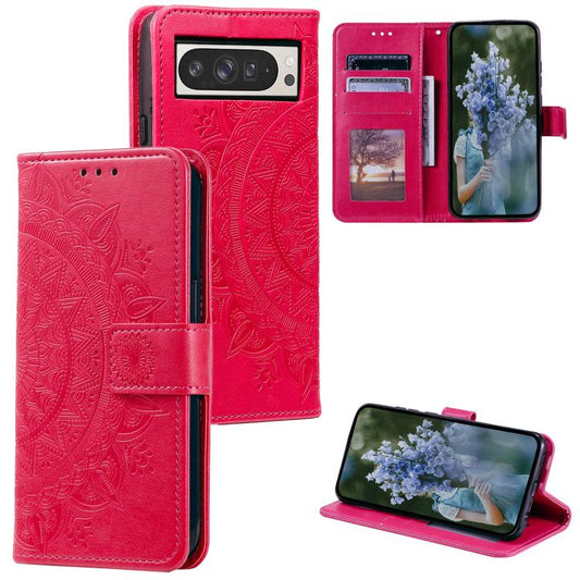 For Google Pixel 10 Pro XL Totem Flower Embossed Leather Phone Case with Lanyard(Red) - Google Cases by buy2fix | Online Shopping UK | buy2fix