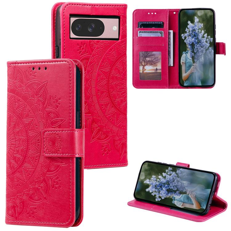 For Google Pixel 10 / 10 Pro Totem Flower Embossed Leather Phone Case with Lanyard(Red) - Google Cases by buy2fix | Online Shopping UK | buy2fix