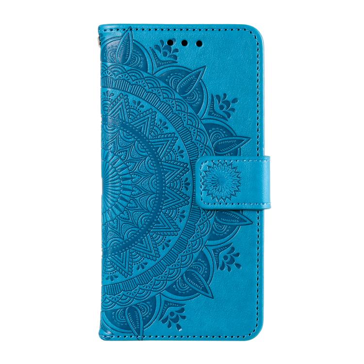 For Google Pixel 10 / 10 Pro Totem Flower Embossed Leather Phone Case with Lanyard(Blue) - Google Cases by buy2fix | Online Shopping UK | buy2fix