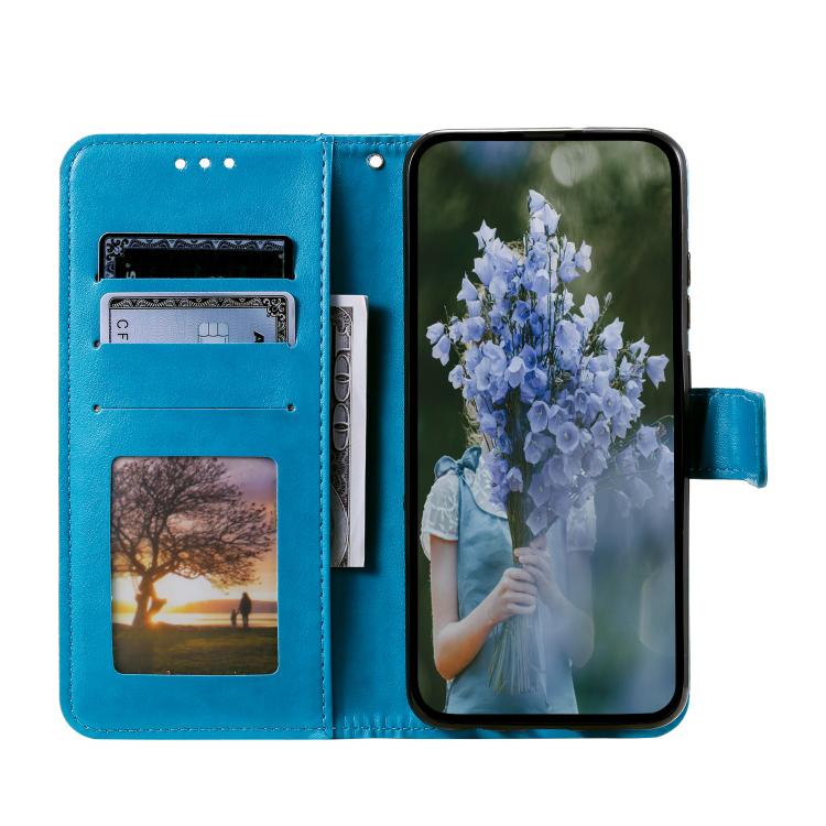 For Google Pixel 10 / 10 Pro Totem Flower Embossed Leather Phone Case with Lanyard(Blue) - Google Cases by buy2fix | Online Shopping UK | buy2fix