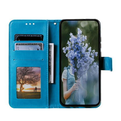 For Google Pixel 10 / 10 Pro Totem Flower Embossed Leather Phone Case with Lanyard(Blue) - Google Cases by buy2fix | Online Shopping UK | buy2fix