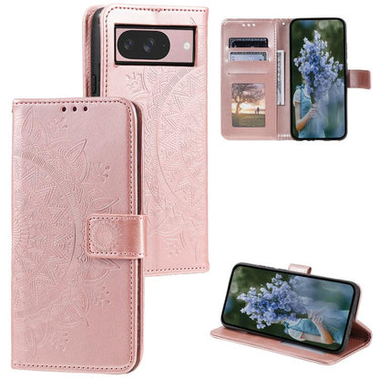 For Google Pixel 10 / 10 Pro Totem Flower Embossed Leather Phone Case with Lanyard(Rose Gold) - Google Cases by buy2fix | Online Shopping UK | buy2fix