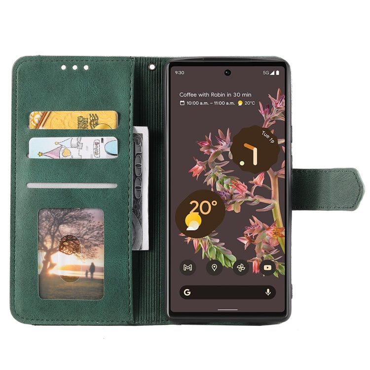 For Google Pixel 9 Pro XL Nail Skin Feel Stitching Calf Texture Leather Phone Case(Green) - Google Cases by buy2fix | Online Shopping UK | buy2fix