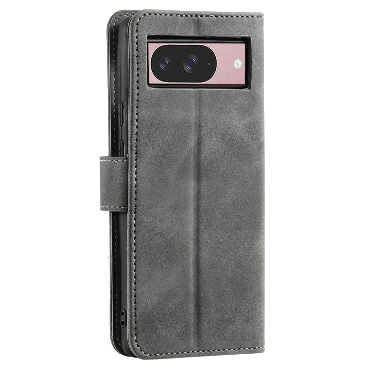 For Google Pixel 9 / 9 Pro Nail Skin Feel Stitching Calf Texture Leather Phone Case(Grey) - Google Cases by buy2fix | Online Shopping UK | buy2fix