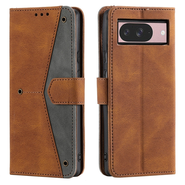 For Google Pixel 9 / 9 Pro Nail Skin Feel Stitching Calf Texture Leather Phone Case(Brown) - Google Cases by buy2fix | Online Shopping UK | buy2fix