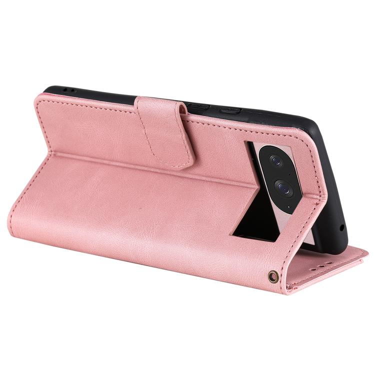 For Google Pixel 10 / 10 Pro Nail Skin Feel Stitching Calf Texture Leather Phone Case(Rose Gold) - Google Cases by buy2fix | Online Shopping UK | buy2fix