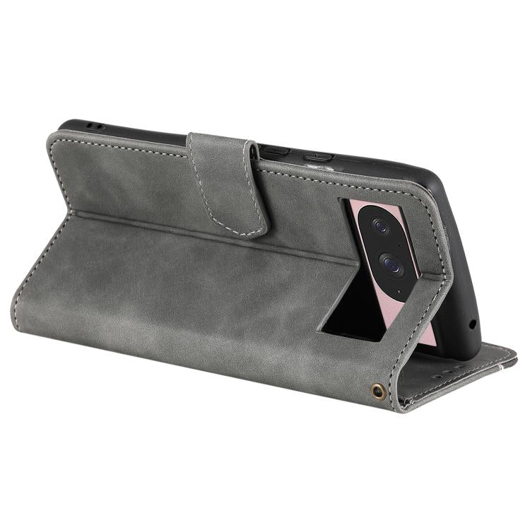 For Google Pixel 10 / 10 Pro Nail Skin Feel Stitching Calf Texture Leather Phone Case(Grey) - Google Cases by buy2fix | Online Shopping UK | buy2fix