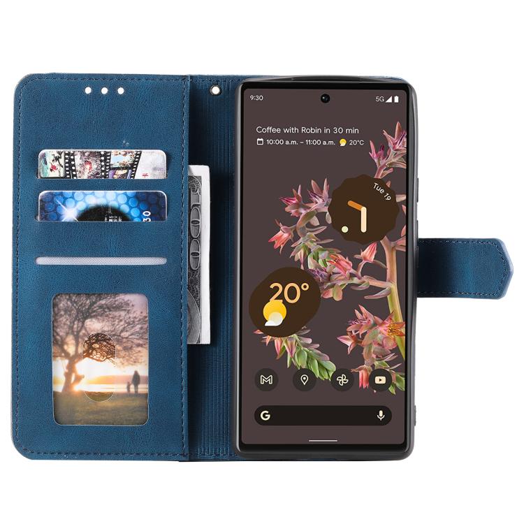 For Google Pixel 10 / 10 Pro Nail Skin Feel Stitching Calf Texture Leather Phone Case(Blue) - Google Cases by buy2fix | Online Shopping UK | buy2fix