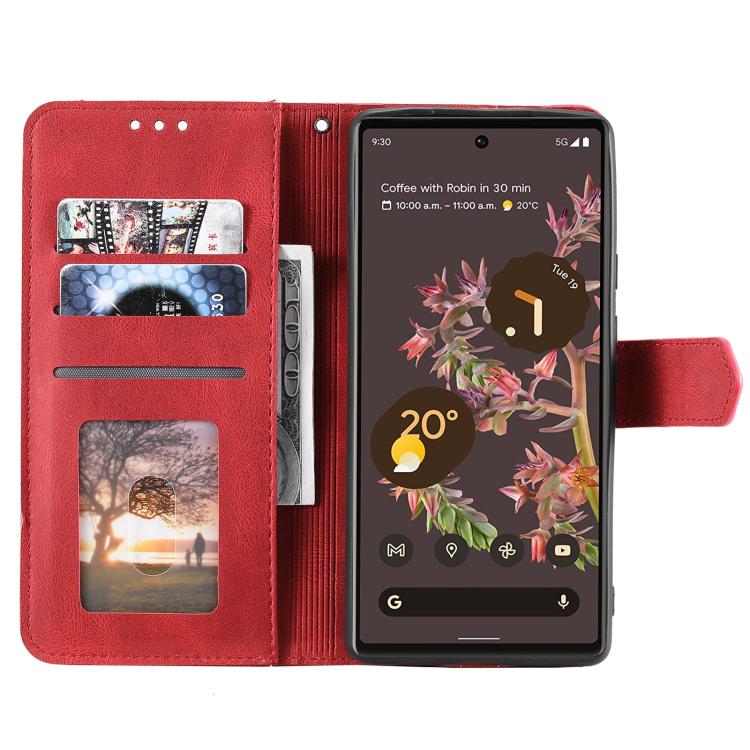 For Google Pixel 10 / 10 Pro Nail Skin Feel Stitching Calf Texture Leather Phone Case(Red) - Google Cases by buy2fix | Online Shopping UK | buy2fix