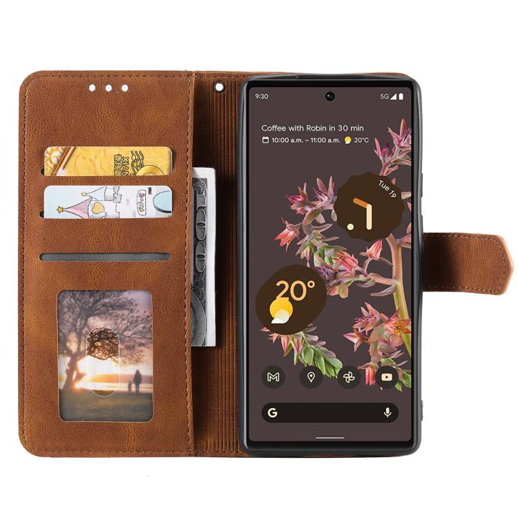 For Google Pixel 10 / 10 Pro Nail Skin Feel Stitching Calf Texture Leather Phone Case(Brown) - Google Cases by buy2fix | Online Shopping UK | buy2fix