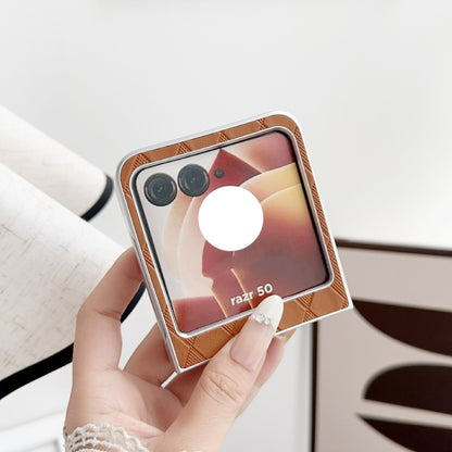 For Motorola Razr 50 Ultra Pearlescent Paint Diamond Shaped Checkered Leather Phone Case(Silver) by buy2fix