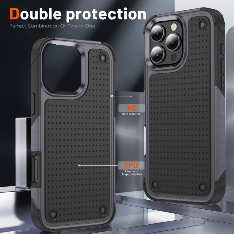 For iPhone 16 Pro PC + TPU Shockproof Protective Phone Case(Grey+Black) - iPhone 16 Pro Cases by buy2fix | Online Shopping UK | buy2fix