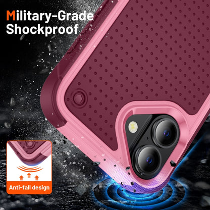 For iPhone 16 Plus PC + TPU Shockproof Protective Phone Case(Pink+Dark Red) - iPhone 16 Plus Cases by buy2fix | Online Shopping UK | buy2fix