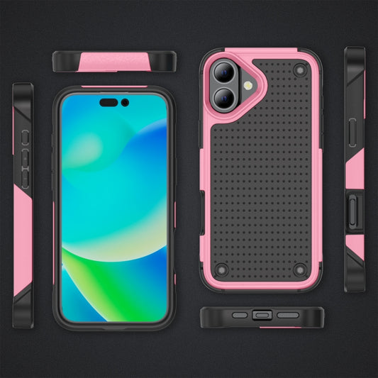 For iPhone 16 Plus PC + TPU Shockproof Protective Phone Case(Pink+Black) by buy2fix