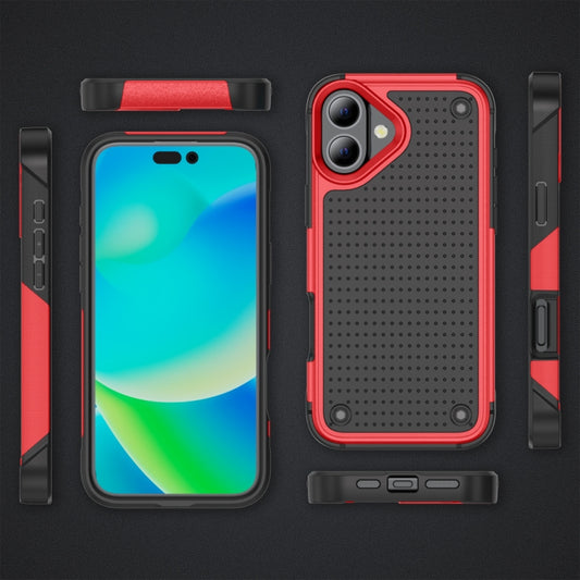 For iPhone 16 PC + TPU Shockproof Protective Phone Case(Red+Black) by buy2fix