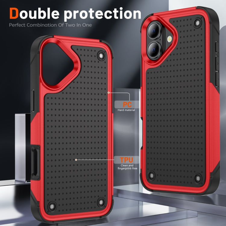 For iPhone 16 PC + TPU Shockproof Protective Phone Case(Red+Black) - iPhone 16 Cases by buy2fix | Online Shopping UK | buy2fix