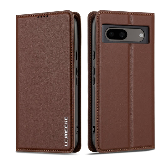 For Google Pixel 8 LC.IMEEKE L1 Series Frosted Fine Texture PU Phone Case(Brown) by LC.IMEEKE