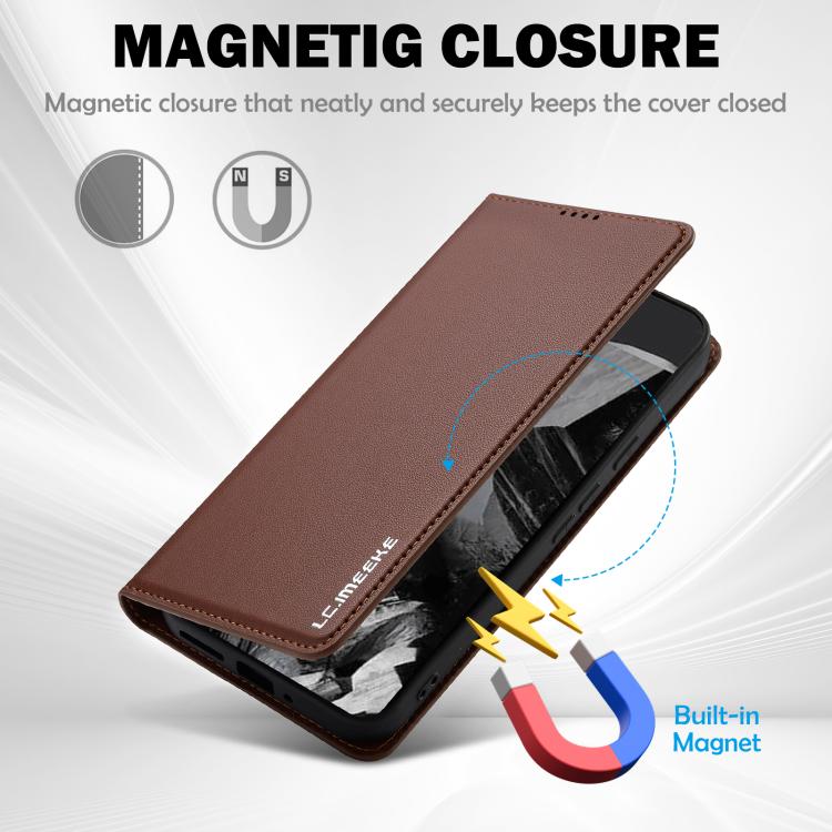 For Google Pixel 10 Pro XL LC.IMEEKE L1 Series Frosted Fine Texture PU Phone Case(Brown) - Google Cases by LC.IMEEKE | Online Shopping UK | buy2fix