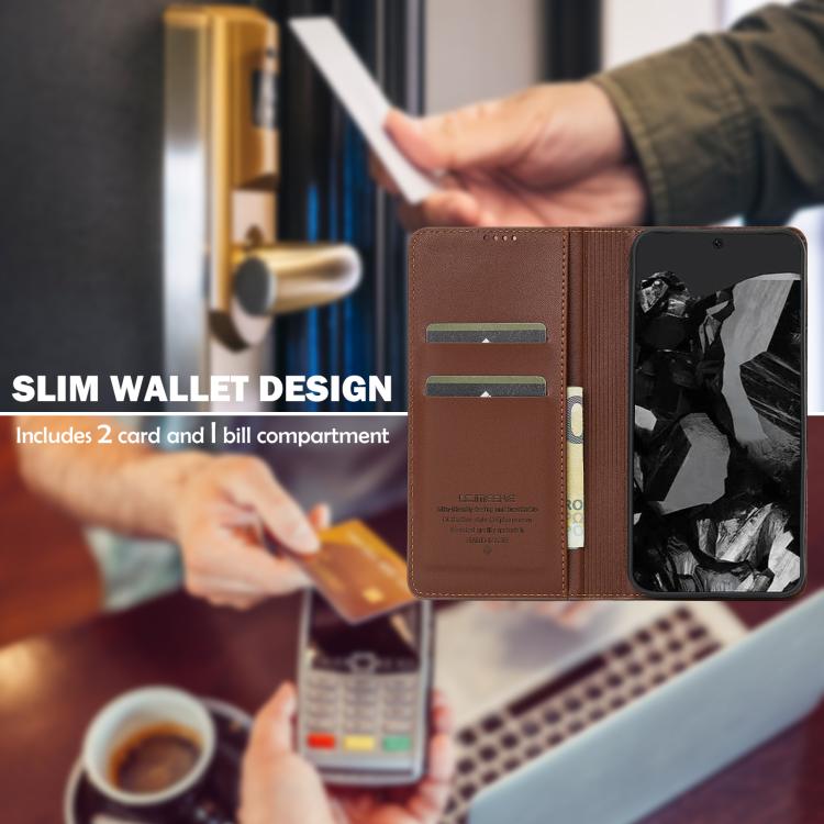 For Google Pixel 10 Pro XL LC.IMEEKE L1 Series Frosted Fine Texture PU Phone Case(Brown) - Google Cases by LC.IMEEKE | Online Shopping UK | buy2fix