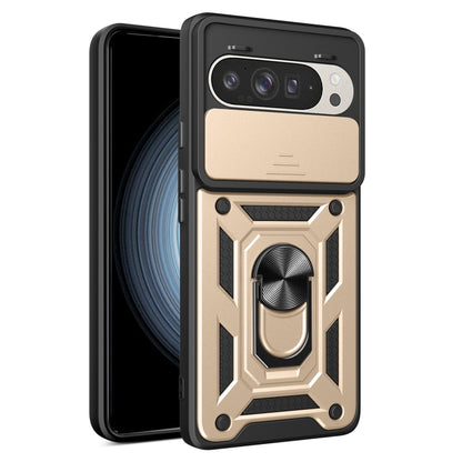 For Google Pixel 9 / 9 Pro Sliding Camera Cover Design TPU+PC Phone Case(Gold) by buy2fix