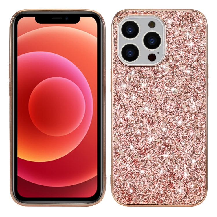 For iPhone 16 Pro Glitter Powder Shockproof TPU Phone Case(Rose Gold) - iPhone 16 Pro Cases by buy2fix | Online Shopping UK | buy2fix