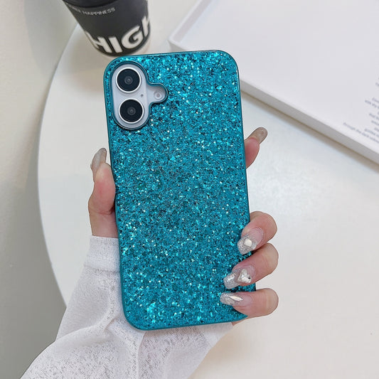 For iPhone 16 Plus Glitter Powder Shockproof TPU Phone Case(Blue) - iPhone 16 Plus Cases by buy2fix | Online Shopping UK | buy2fix