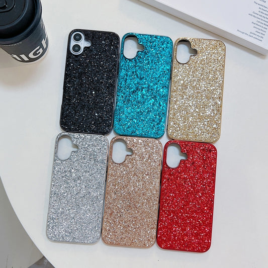 For iPhone 16 Glitter Powder Shockproof TPU Phone Case(Black) by buy2fix