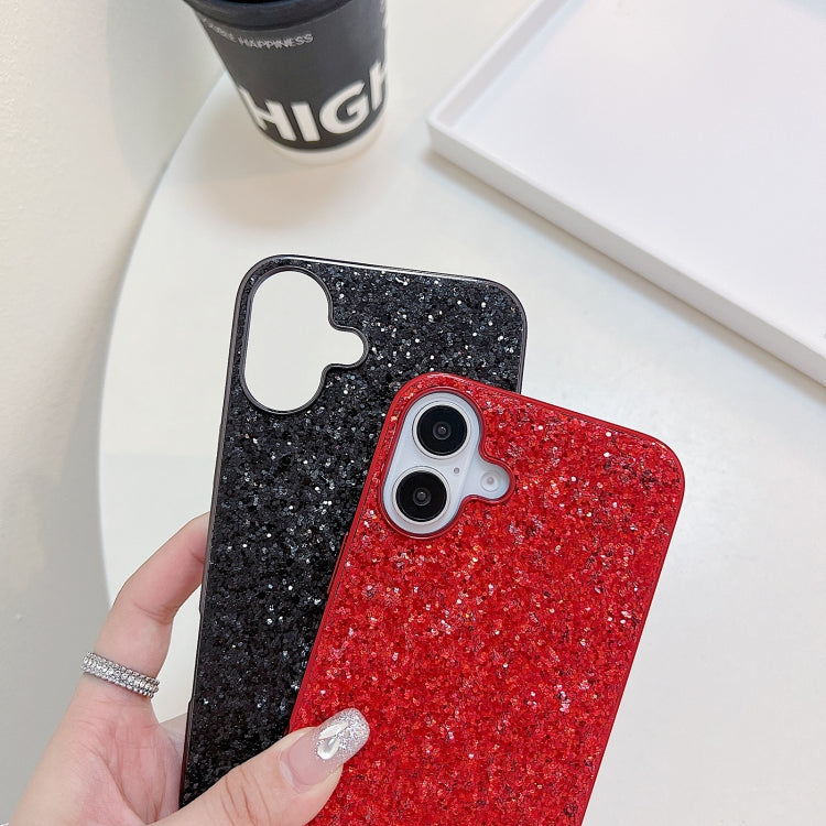 For iPhone 16 Glitter Powder Shockproof TPU Phone Case(Red) - iPhone 16 Cases by buy2fix | Online Shopping UK | buy2fix