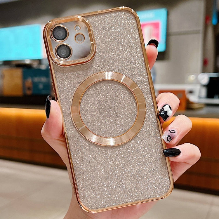 For iPhone 11 Electroplating Pure Color Glitter Powder MagSafe Phone Case(Gold) - iPhone 11 Cases by buy2fix | Online Shopping UK | buy2fix