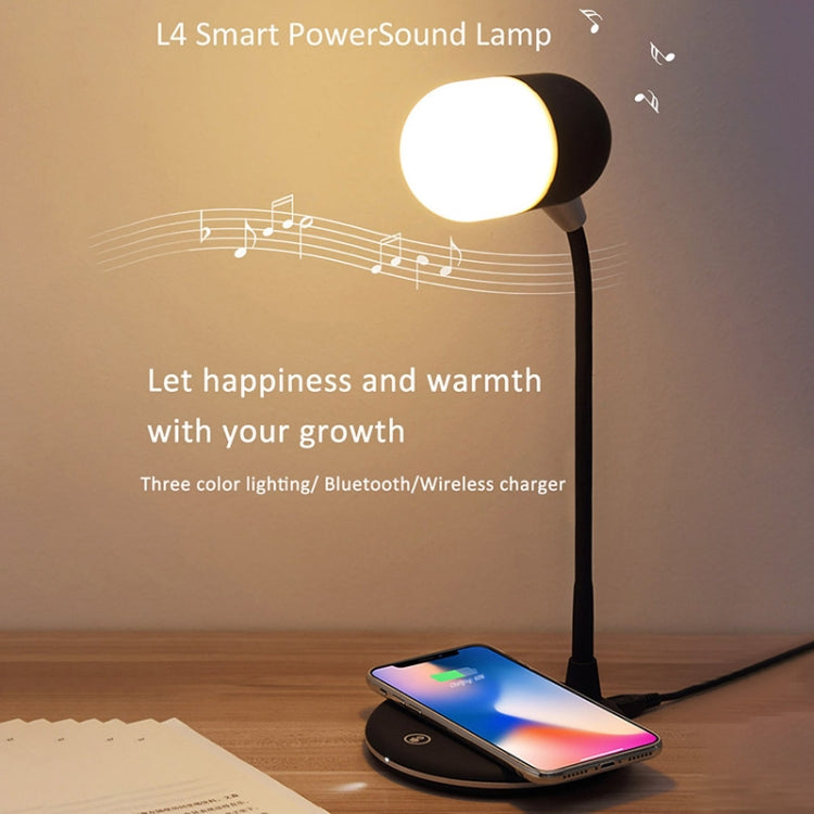 L4 Multifunctional Wireless Charging LED Desk Lamp with Bluetooth 5.0 Speaker(Black) - Desk Lamps by buy2fix | Online Shopping UK | buy2fix