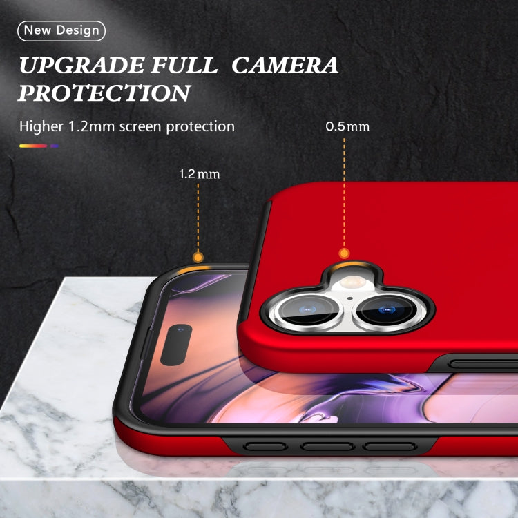 For iPhone 16 Plus PC Hybrid TPU Magnetic Ring Holder Phone Case(Red) - iPhone 16 Plus Cases by buy2fix | Online Shopping UK | buy2fix