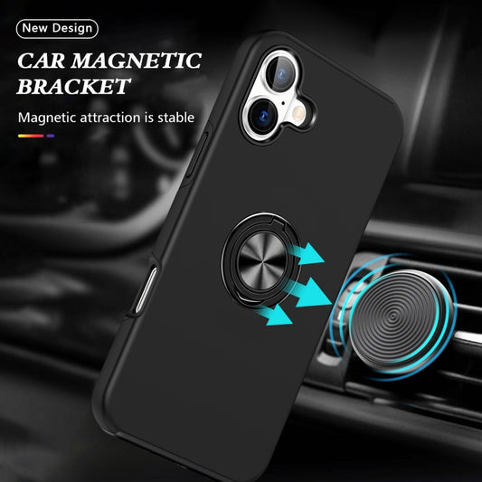 For iPhone 16 PC + TPU Magnetic Phone Case with Invisible Ring Holder(Black) by buy2fix