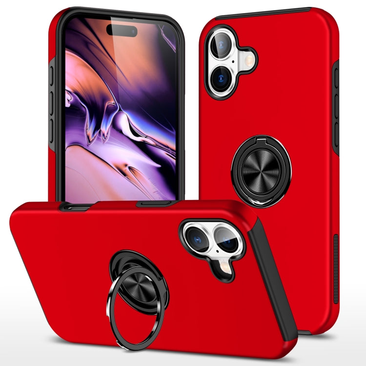 For iPhone 16 PC + TPU Magnetic Phone Case with Invisible Ring Holder(Red) by buy2fix