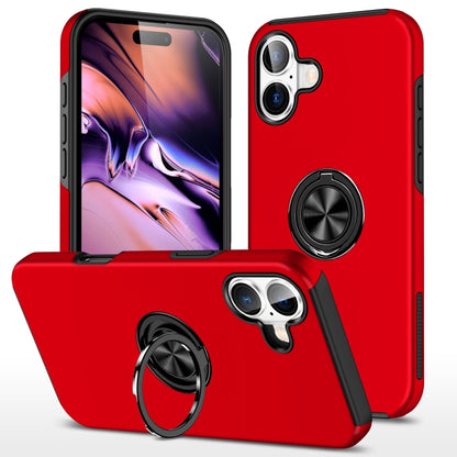 For iPhone 16 PC + TPU Magnetic Phone Case with Invisible Ring Holder(Red) by buy2fix