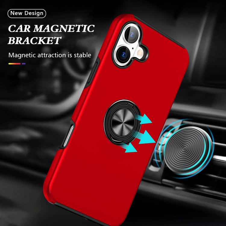 For iPhone 16 PC + TPU Magnetic Phone Case with Invisible Ring Holder(Red) by buy2fix