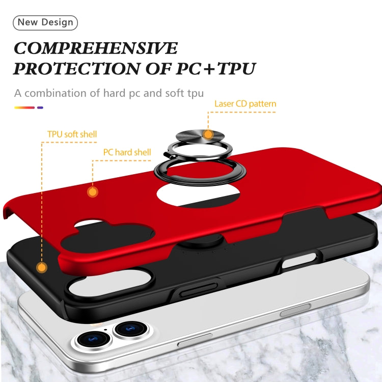 For iPhone 16 PC + TPU Magnetic Phone Case with Invisible Ring Holder(Red) by buy2fix