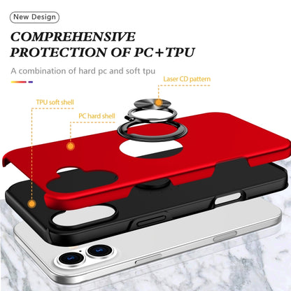 For iPhone 16 PC + TPU Magnetic Phone Case with Invisible Ring Holder(Red) by buy2fix