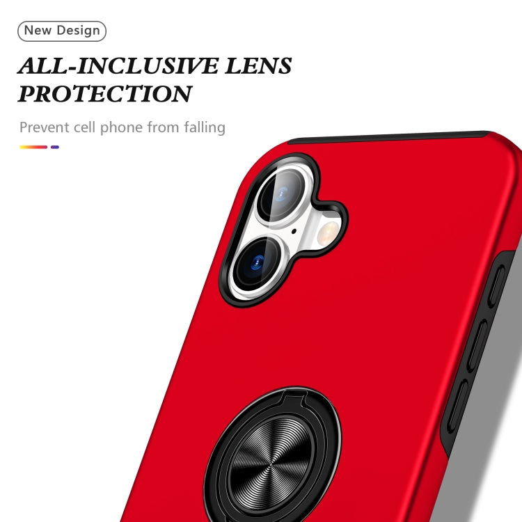 For iPhone 16 PC + TPU Magnetic Phone Case with Invisible Ring Holder(Red) by buy2fix
