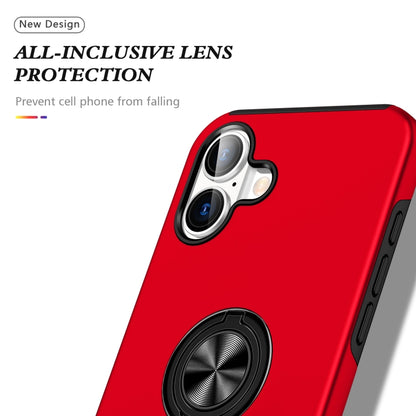 For iPhone 16 PC + TPU Magnetic Phone Case with Invisible Ring Holder(Red) by buy2fix