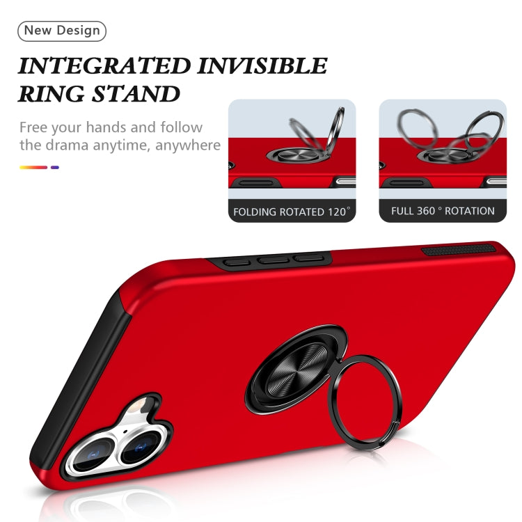 For iPhone 16 PC + TPU Magnetic Phone Case with Invisible Ring Holder(Red) by buy2fix