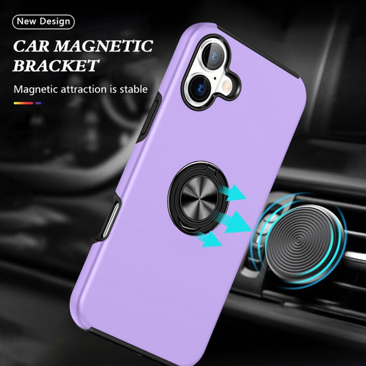 For iPhone 16 PC + TPU Magnetic Phone Case with Invisible Ring Holder(Purple) by buy2fix