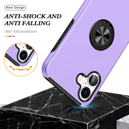 For iPhone 16 PC Hybrid TPU Magnetic Ring Holder Phone Case(Purple) - iPhone 16 Cases by buy2fix | Online Shopping UK | buy2fix