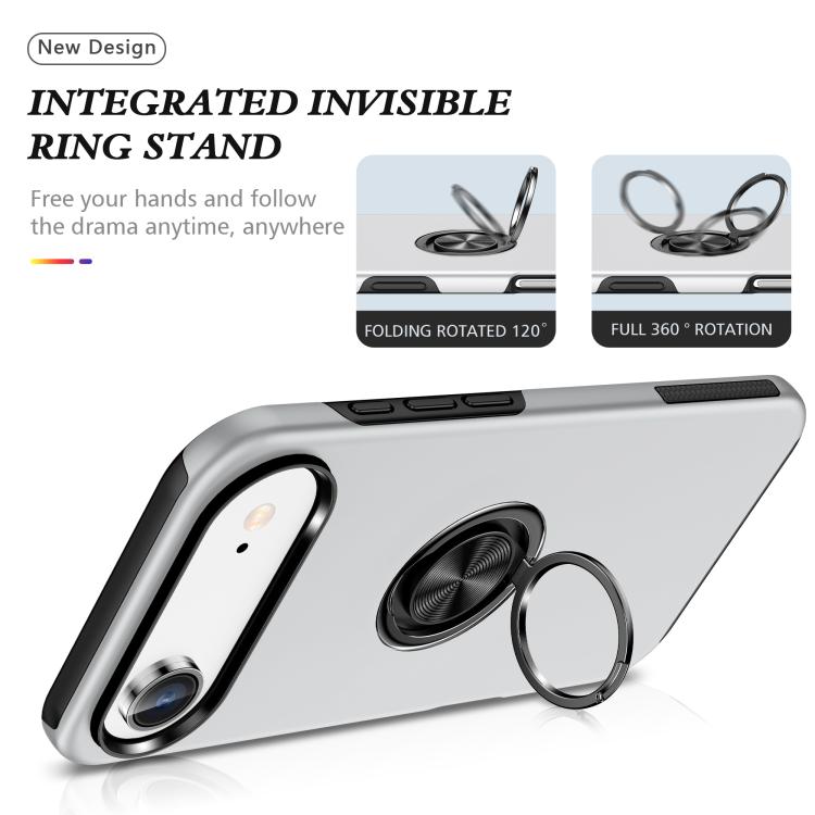 For iPhone Air PC + TPU Magnetic Phone Case with Invisible Ring Holder(Silver) - iPhone Air Cases by buy2fix | Online Shopping UK | buy2fix