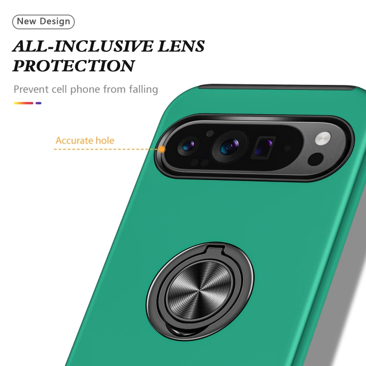 For Google Pixel 9 Pro PC Hybrid TPU Magnetic Ring Holder Phone Case(Dark Green) - Google Cases by buy2fix | Online Shopping UK | buy2fix