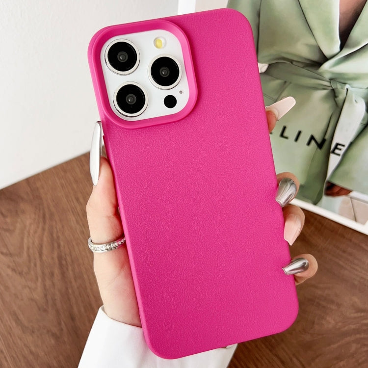 For iPhone 16 Pro Leather Texture TPU Full Coverage Phone Case(Rose Red) - iPhone 16 Pro Cases by buy2fix | Online Shopping UK | buy2fix